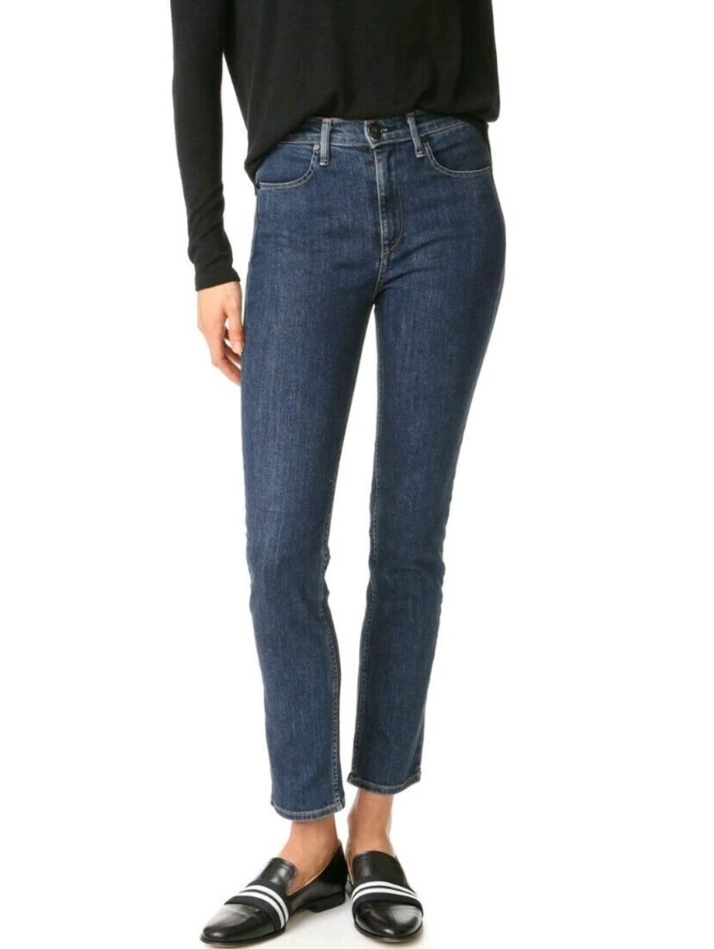 Rag & Bone High Rise Cigarette Ankle Jeans Blue Wash Sz 30 style # W2509K510DKP